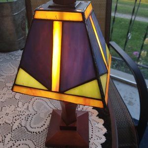 Vintage Stained Glass Small Table Lamp
